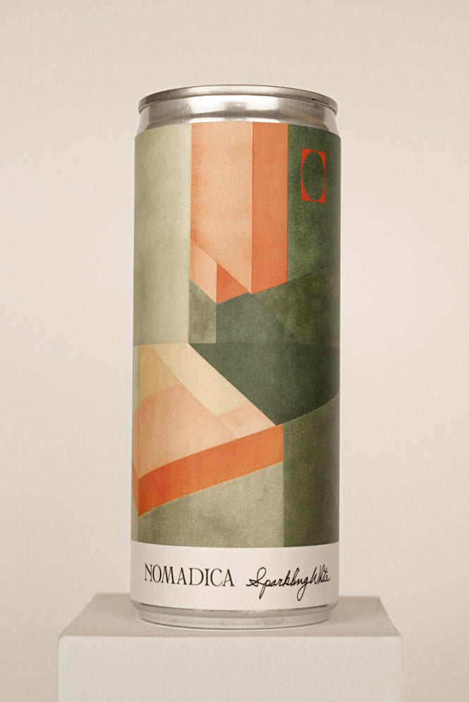 Nomadica Sparkling White canned wine (4 pack) Geometric
